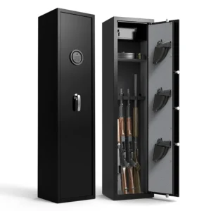 Heavy Duty Gun Safe Cabinet - Digital Fingerprint Lock, Fireproof Steel, for Home & Office